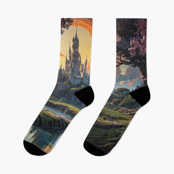 Item preview, Vibrant Castle Dreamscape Jigsaw Puzzles - A Kaleidoscope of Medieval Majesty on Redbubble designed and sold by PuzzleBoxDesign.