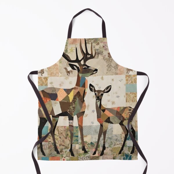 Item preview, patchwork collage "deer with deer", art color illustration designed and sold by Niktarka.
