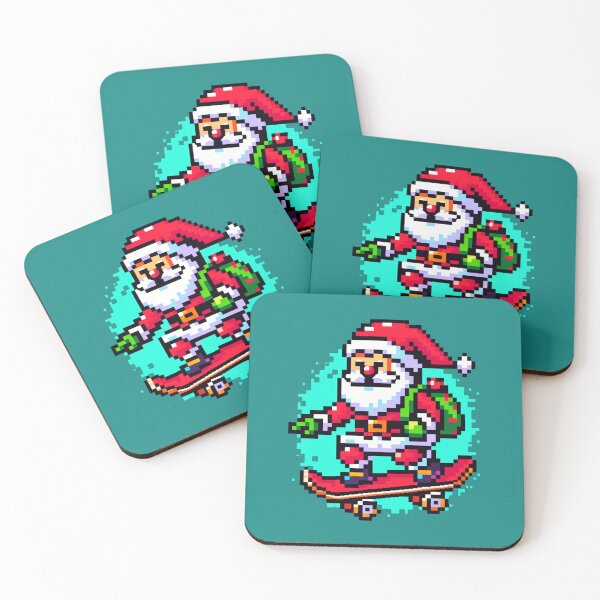 Item preview, Skateboarding Santa: Quirky 8-Bit Christmas Design designed and sold by PixelPunkster.
