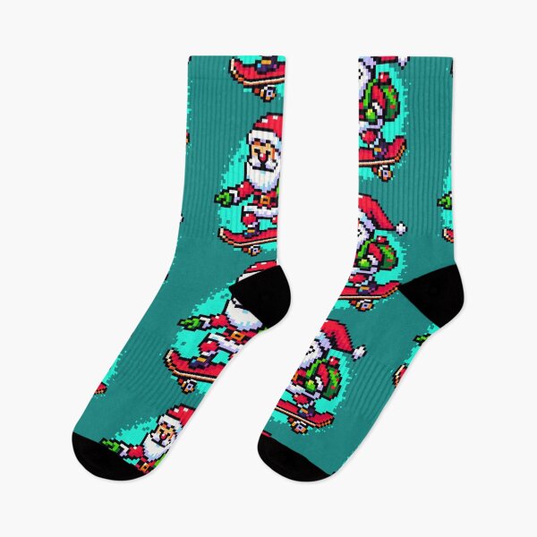 Item preview, Skateboarding Santa: Quirky 8-Bit Christmas Design designed and sold by PixelPunkster.