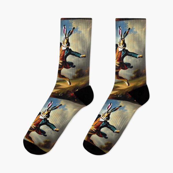 Item preview, Vintage Animal Art: Ecstatic Hare Gentleman Jumping | Animal Art | Oil Painting | Vintage Animal Art designed and sold by UnhingedBird.