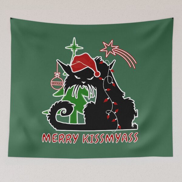 Item preview, Merry Kissmyass Funny Cat Christmas designed and sold by nicksvp.