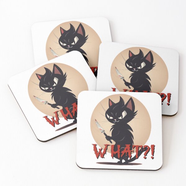 Item preview, Cat What? Funny Black Cat Shirt, Murderous Cat With Knife T-Shirt designed and sold by olympe-store.