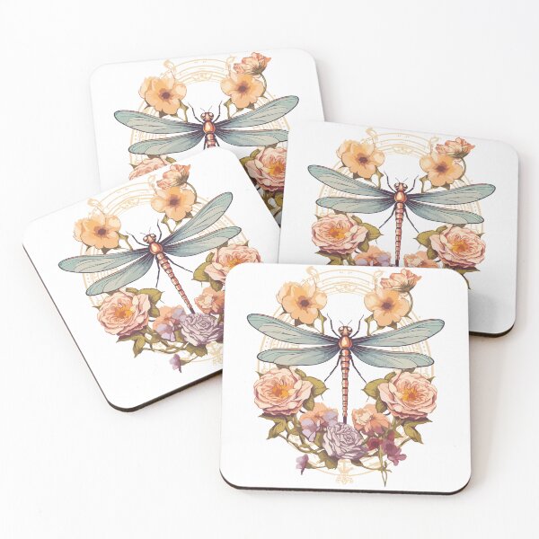Item preview, Art Nouveau - Dragonfly and flowers designed and sold by ArtNouveau-Deco.