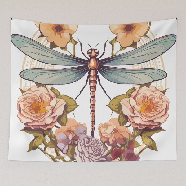 Item preview, Art Nouveau - Dragonfly and flowers designed and sold by ArtNouveau-Deco.