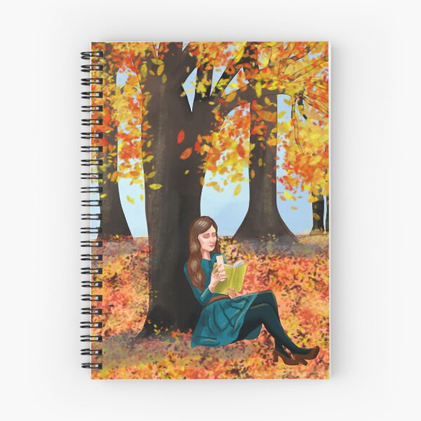 Item preview, Reading girl outdoors with autumn leaves designed and sold by altairaleon.