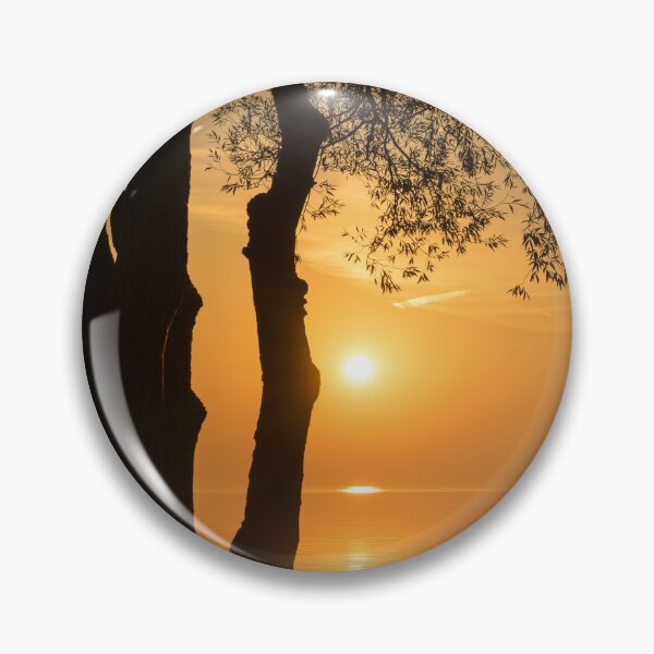 Item preview, Tangerine Solar Power - Overwater Sunrise Framed by Willow Trees designed and sold by Georgia Mizuleva.