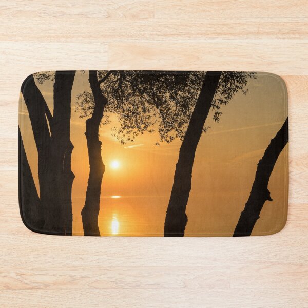 Item preview, Tangerine Solar Power - Overwater Sunrise Framed by Willow Trees designed and sold by Georgia Mizuleva.