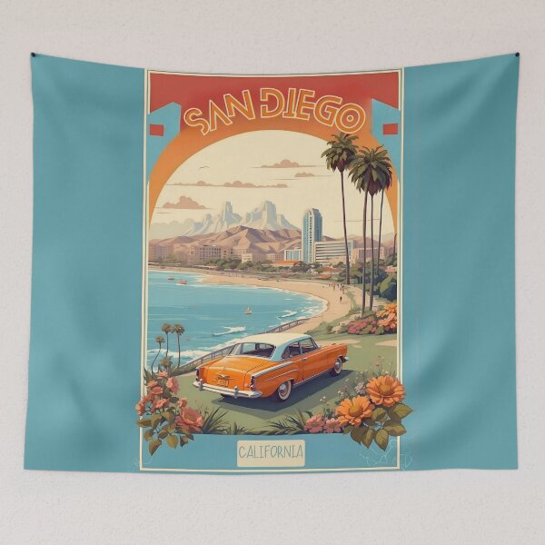 Item preview, San Diego Vintage Retro Poster: California's Coastal Charm designed and sold by Ceemko's Vintage Corner.