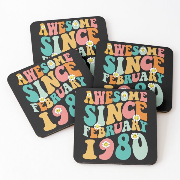Item preview, Awesome Since February 1980 | Made In 1980 | Retro Groovy Birthday designed and sold by Christina-grich.