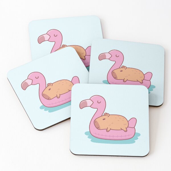 Item preview, Cute Capybara Chilling And Relaxing On Flamingo Pool Float designed and sold by rustydoodle.