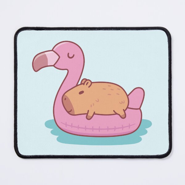Item preview, Cute Capybara Chilling And Relaxing On Flamingo Pool Float designed and sold by rustydoodle.