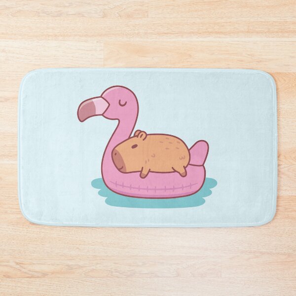 Item preview, Cute Capybara Chilling And Relaxing On Flamingo Pool Float designed and sold by rustydoodle.
