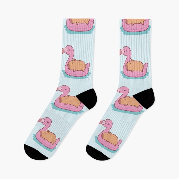 Item preview, Cute Capybara Chilling And Relaxing On Flamingo Pool Float designed and sold by rustydoodle.