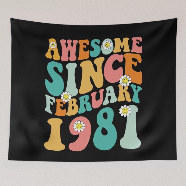 Item preview, Awesome Since February 1981 | Made In 1981 | Retro Groovy Birthday designed and sold by Christina-grich.