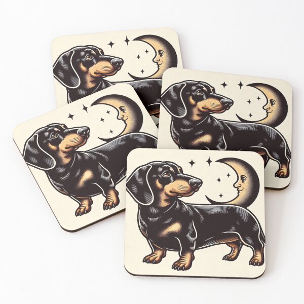 Item preview, Old school style daschund with moon and stars designed and sold by thebennington12.