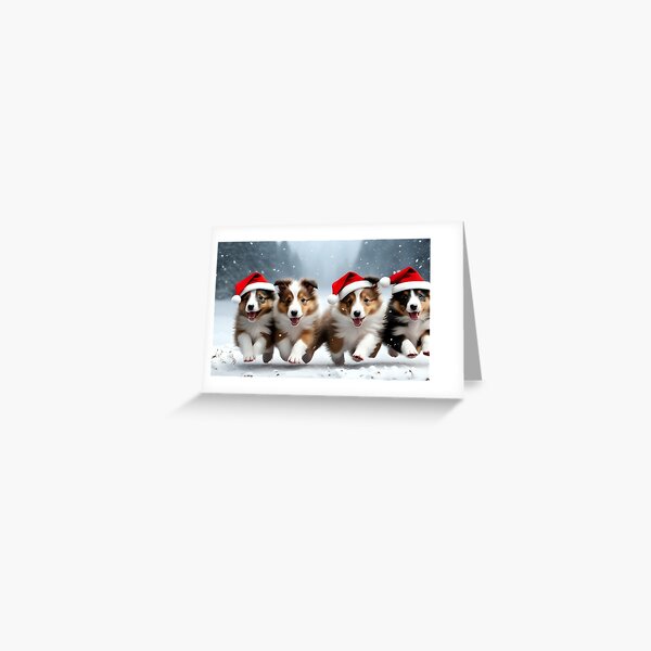 Item preview, Shetland sheepdog puppies running in the snow  designed and sold by Kaleddis.
