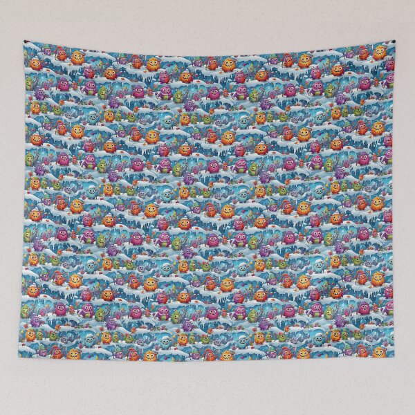 Item preview, WINTER CHRISTMAS MONSTERS HAVING FUN IN SNOW designed and sold by NAG5089A.