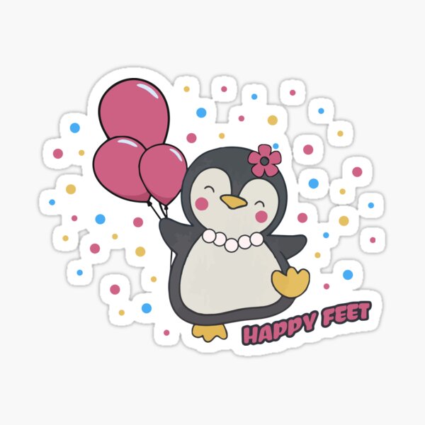 Pink happy feet party penguin Sticker