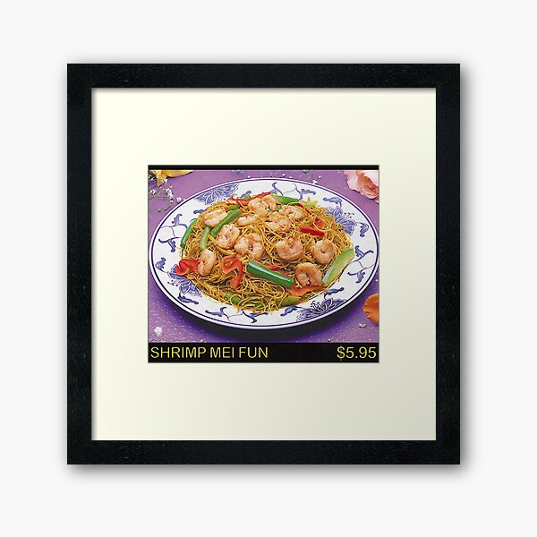Aperçu de l'œuvre Crevettes Mei Fun | Tableau de menu de cuisine chinoise rétro créée et vendue par theoralcollage.