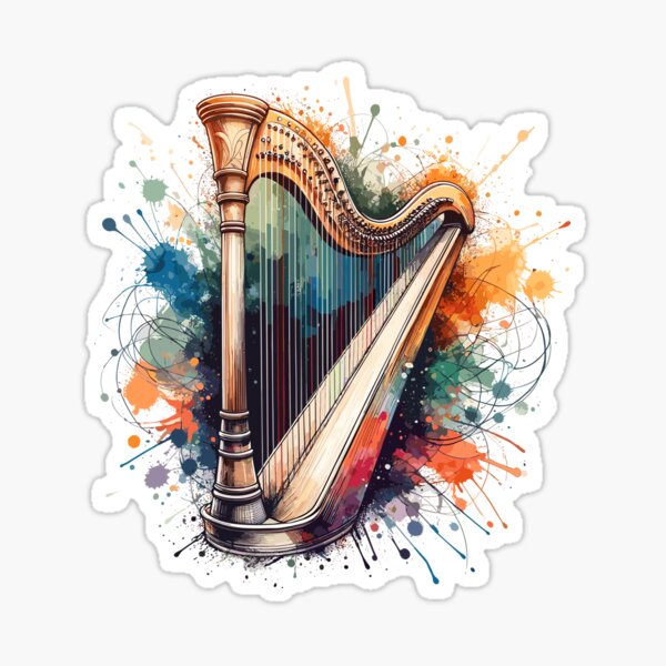 Item preview, Harp in watercolors designed and sold by LongIslandDesgn.