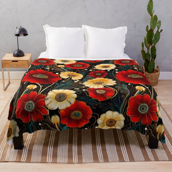 Item preview, Amber and Crimson Floral Tapestry designed and sold by the-lamplighter.
