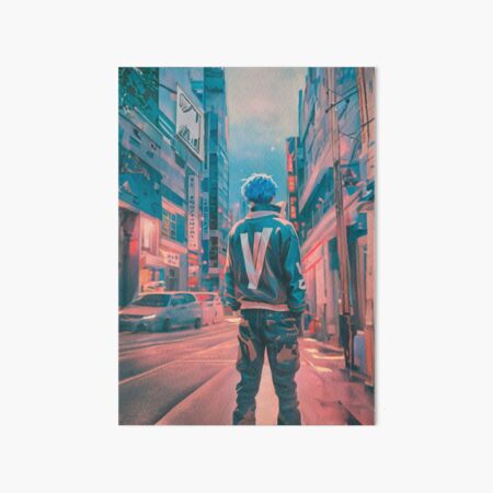 Artikel-Vorschau von BTS V Nacht-Stadtbild-Illustration | K-Pop Urban Kunstdruck, designt und verkauft von KimchiKulture.