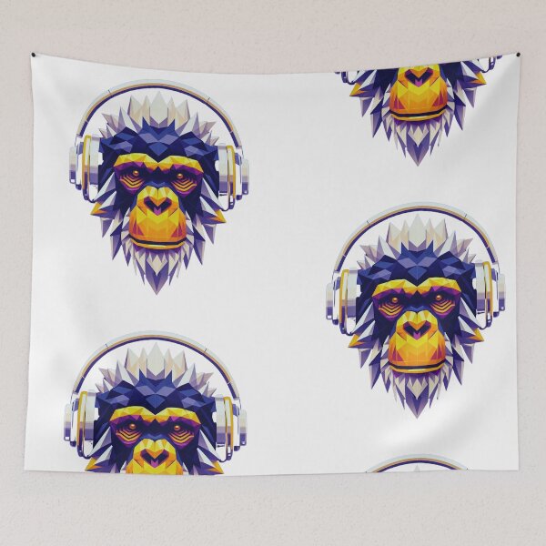 Item preview, un chimpancé alegre con auriculares designed and sold by Arturos31.