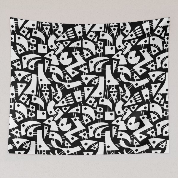 Item preview, Abstract Shapes 180318 - White on Black designed and sold by Artberry.