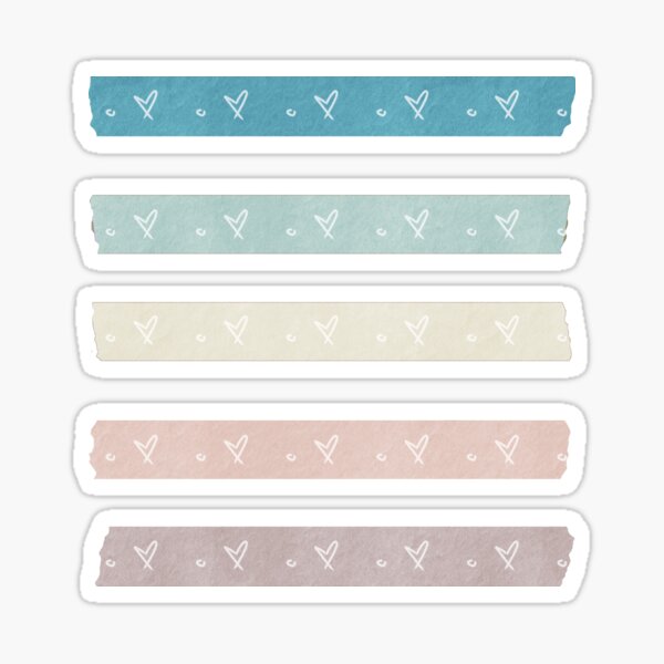 Artikel-Vorschau von  Ästhetisches, kühles Washi-Pack in Pastelltönen mit strukturierten Herzen, designt und verkauft von Kayochine.