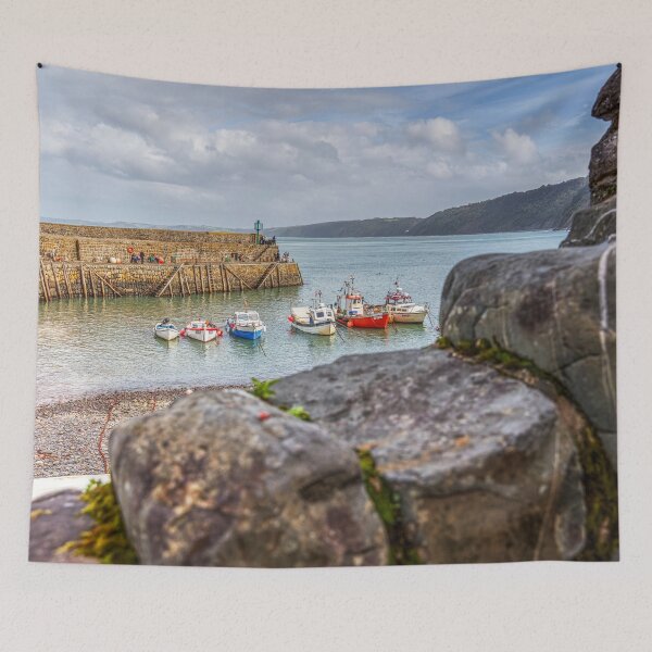 Item preview, Clovelly Stone Wall And Fishing Boats, Devon, England designed and sold by Paul Thompson Photography.