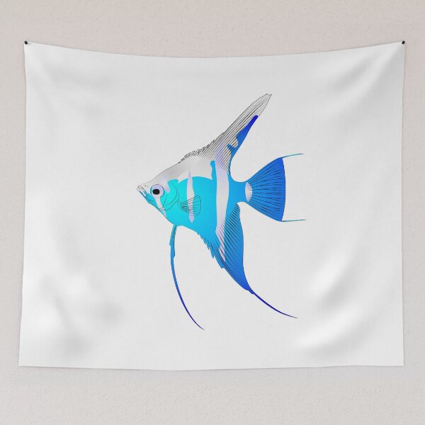 Item preview, Pterophyllum scalare Sailfins, freshwater angelfish aquatic animal contour lines hand drawn illustration aquarium fish designed and sold by Marcin Adrian.