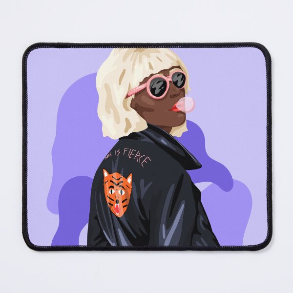 Item preview, Leather jacket, tiger, fierce, bubblegum, blonde, woman designed and sold by Tickled Spink Studios.
