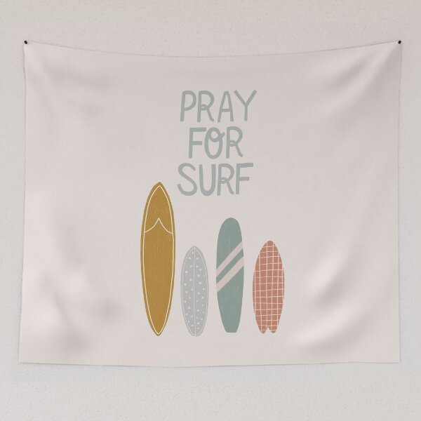 Item preview, Summer Surfboards Pray for Surf Art Print designed and sold by Menina Lisboa.