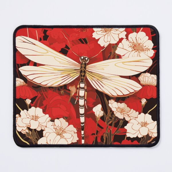 Item preview, Art Nouveau - Dragonfly red flowers designed and sold by ArtNouveau-Deco.