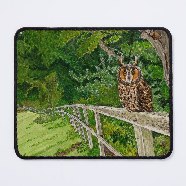 Item preview, Horned Owl Perched by Woods Cottagecore Watercolour designed and sold by NatashaBirdi.