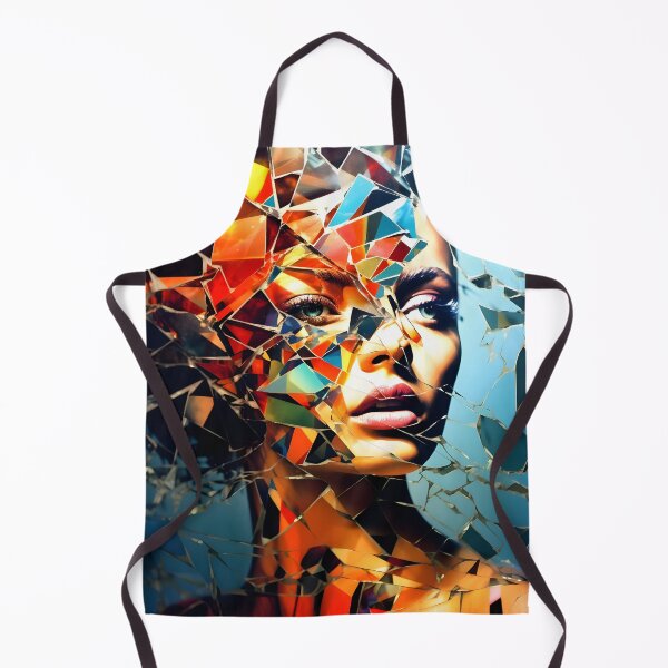 Item preview, Mosaic and futuristic portraiture of a woman designed and sold by AI-Only Creations.