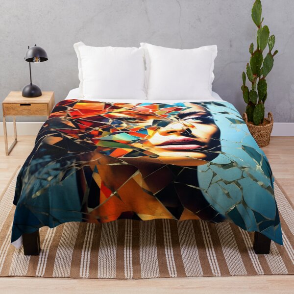 Item preview, Mosaic and futuristic portraiture of a woman designed and sold by AI-Only Creations.