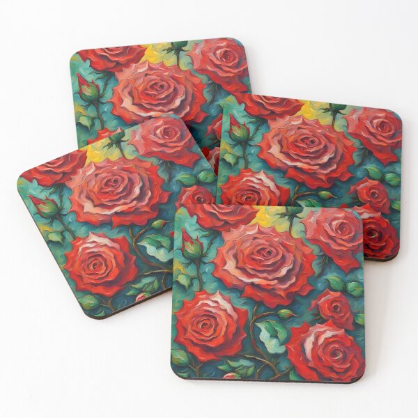 Item preview, Roses painting in Van Gogh style designed and sold by MadamEnne.