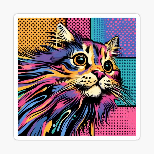 Abstract Cat Pop Art Sticker