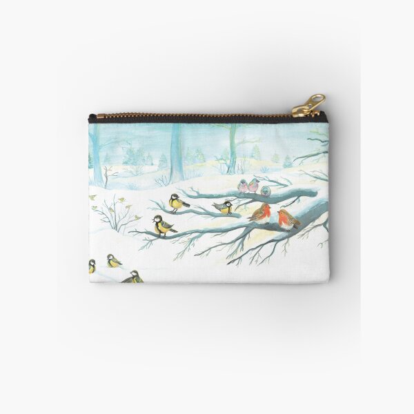 Item preview, Great Tit Birds, Red Robins and Common Chaffinch Birds in Winter Illustration designed and sold by Julia Doria.