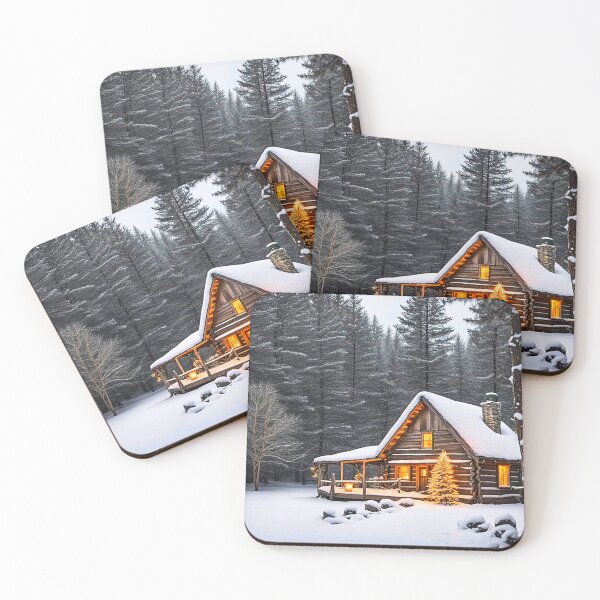 Item preview, Rustic snowy log cabin designed and sold by Earth Nature Creations.