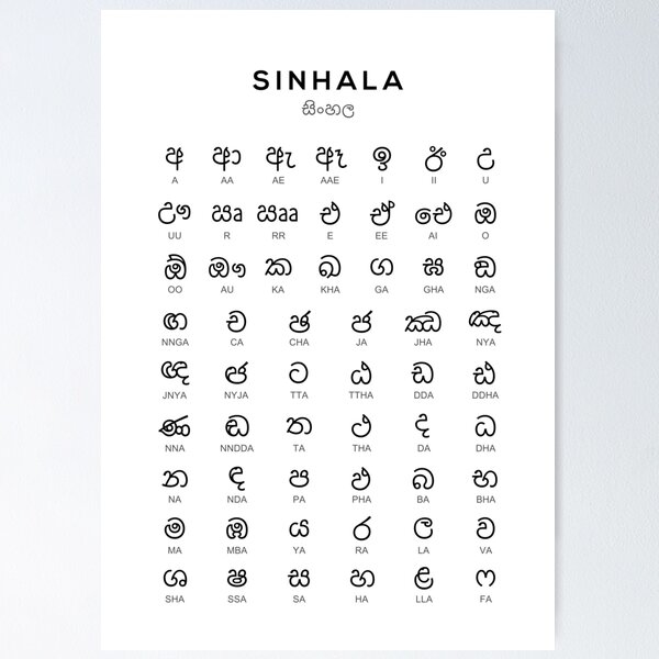 Item preview, Sinhala Alphabet Chart, Sinhalese Language Learning Chart, White designed and sold by typelab.