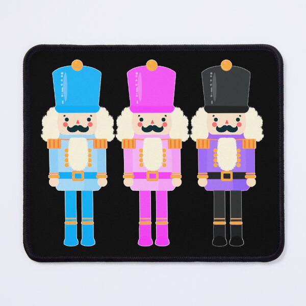 Item preview, Colorful Nutcracker Trio - Christmas Nutcrackers - Blue, Pink, and Purple - Graphic Art Illustration - Black Background  designed and sold by Star-Fragment.