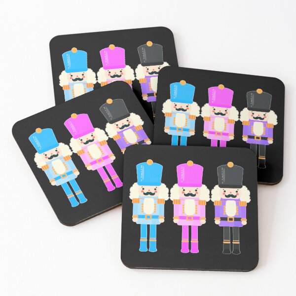 Item preview, Colorful Nutcracker Trio - Christmas Nutcrackers - Blue, Pink, and Purple - Graphic Art Illustration - Black Background  designed and sold by Star-Fragment.
