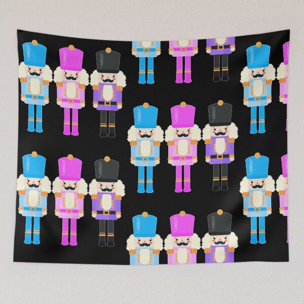 Item preview, Colorful Nutcracker Trio - Christmas Nutcrackers - Blue, Pink, and Purple - Graphic Art Illustration - Black Background  designed and sold by Star-Fragment.