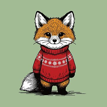 Artwork thumbnail, Cute Fox in a Winter Jumper Sweater for Christmas by hidden-design