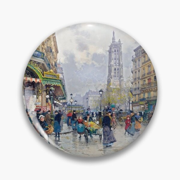 Item preview, View of Rue de Rivoli with the Tour Saint Jacques, Paris (20th century) - Eugène Galien Laloue designed and sold by SALON DES ARTS.