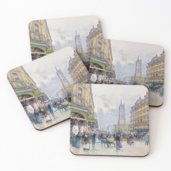 Item preview, View of Rue de Rivoli with the Tour Saint Jacques, Paris (20th century) - Eugène Galien Laloue designed and sold by SALON DES ARTS.