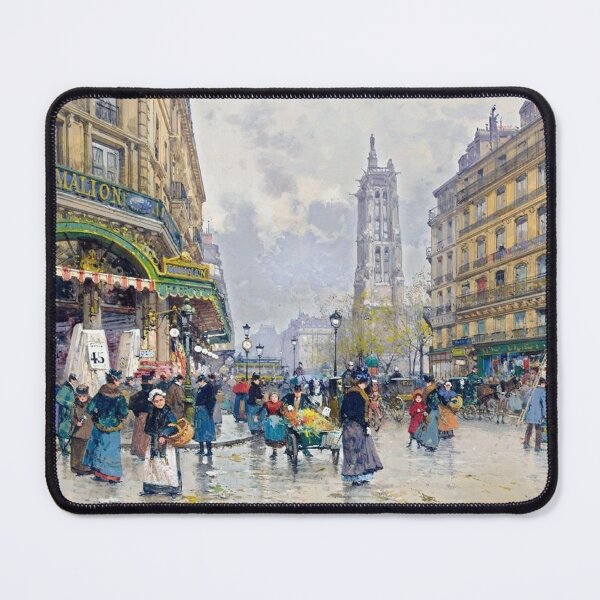 Item preview, View of Rue de Rivoli with the Tour Saint Jacques, Paris (20th century) - Eugène Galien Laloue designed and sold by SALON DES ARTS.